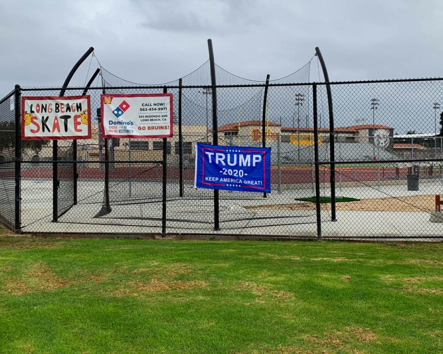 President Trump banner on the Ximeno school gate on October 25. 