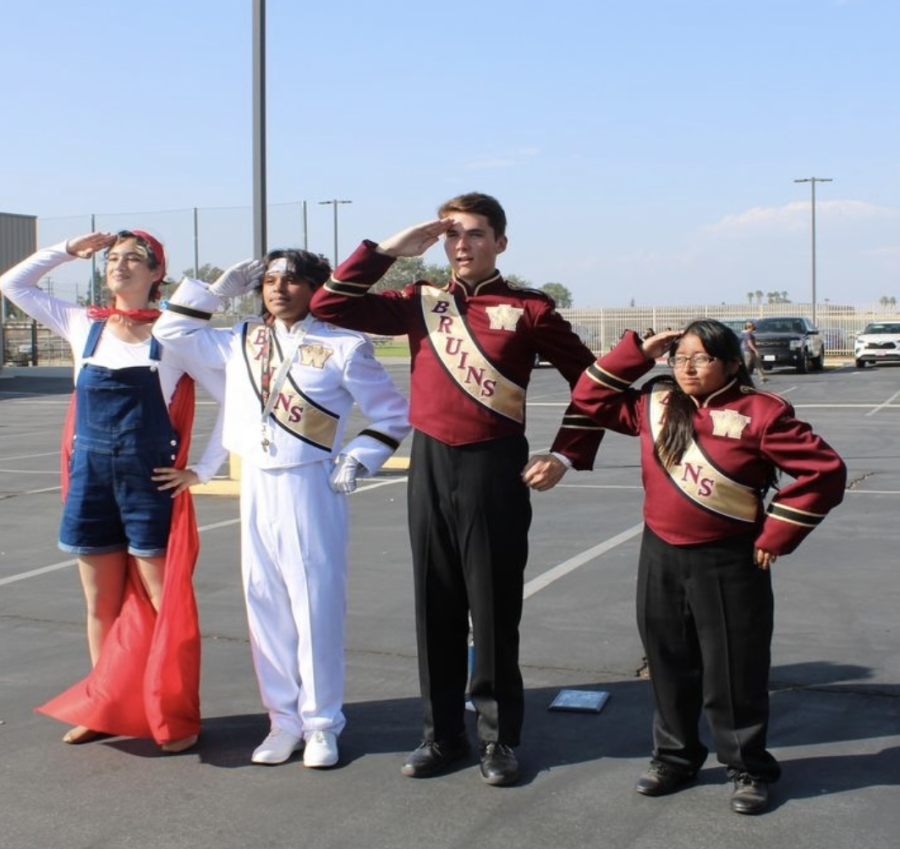 Mehlika Kuvvet, Ulises Juarez, William Burns, and Vanessa Cruz, during a Marching Band Competition where they won the 3A Division at Bellflower High School.